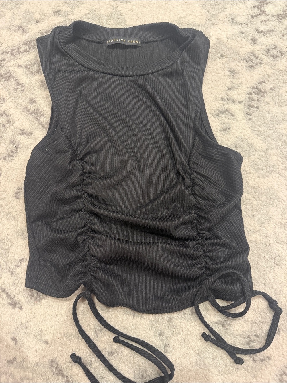 Black Ruched Tank with Side Ties